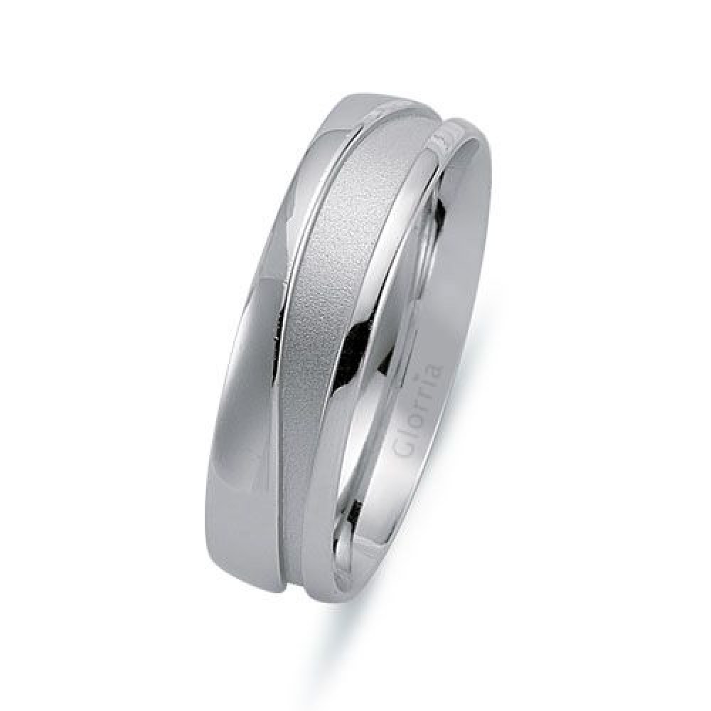 Glorria Gümüş 6mm Erkek Alyans Yüzük Glorria Gümüş 6mm Erkek Alyans Yüzük