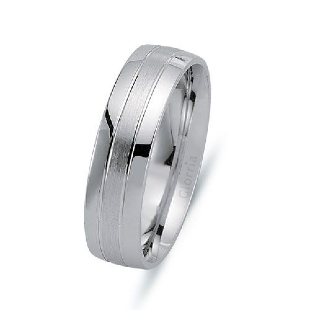 Glorria Gümüş 6mm Erkek Alyans Yüzük Glorria Gümüş 6mm Erkek Alyans Yüzük
