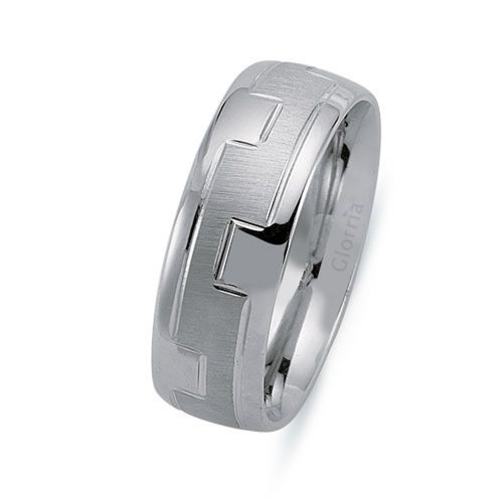 Glorria Gümüş 7.5mm Erkek Alyans Yüzük Glorria Gümüş 7.5mm Erkek Alyans Yüzük