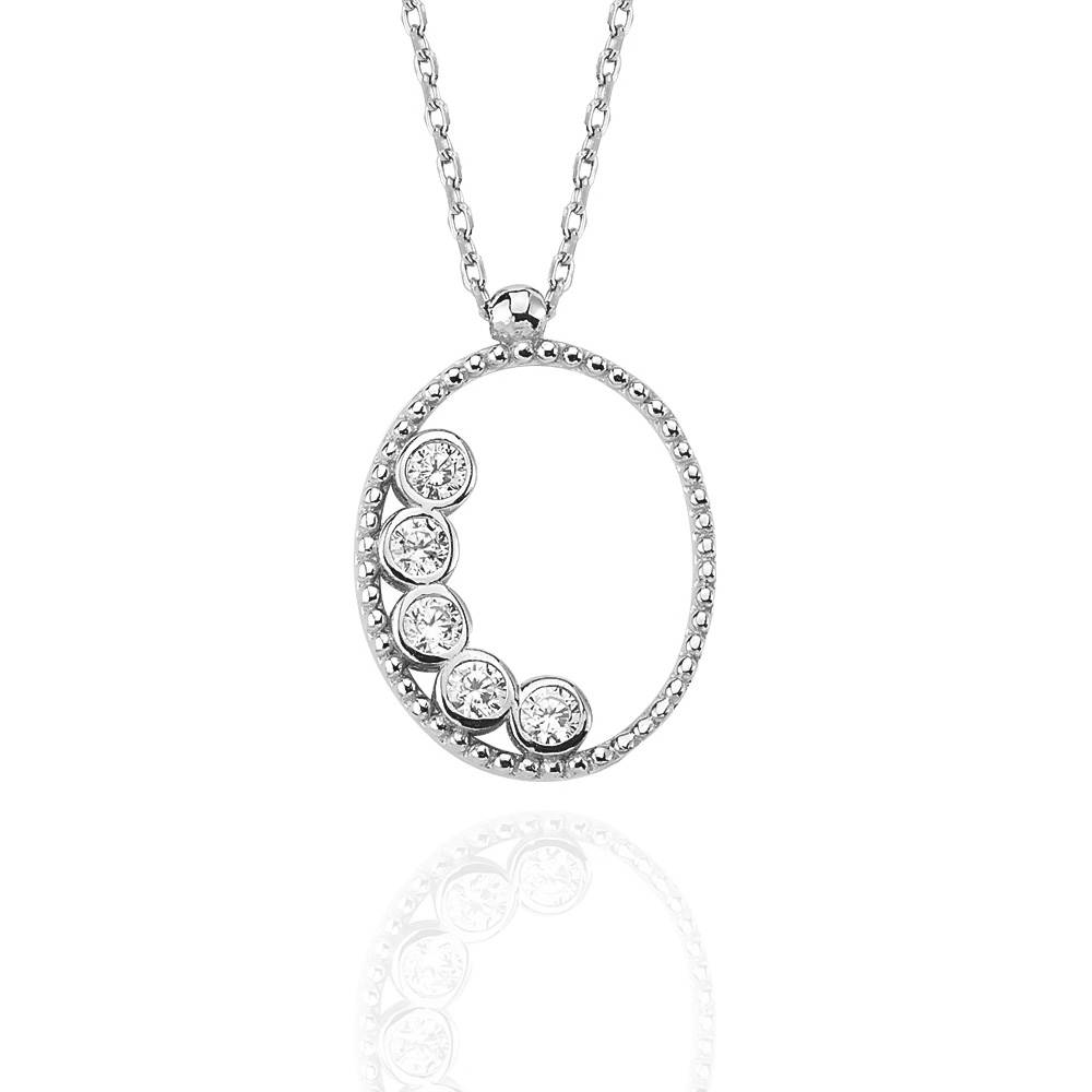 Glorria Gümüş Taşlı Oval Kolye Glorria Gümüş Taşlı Oval Kolye